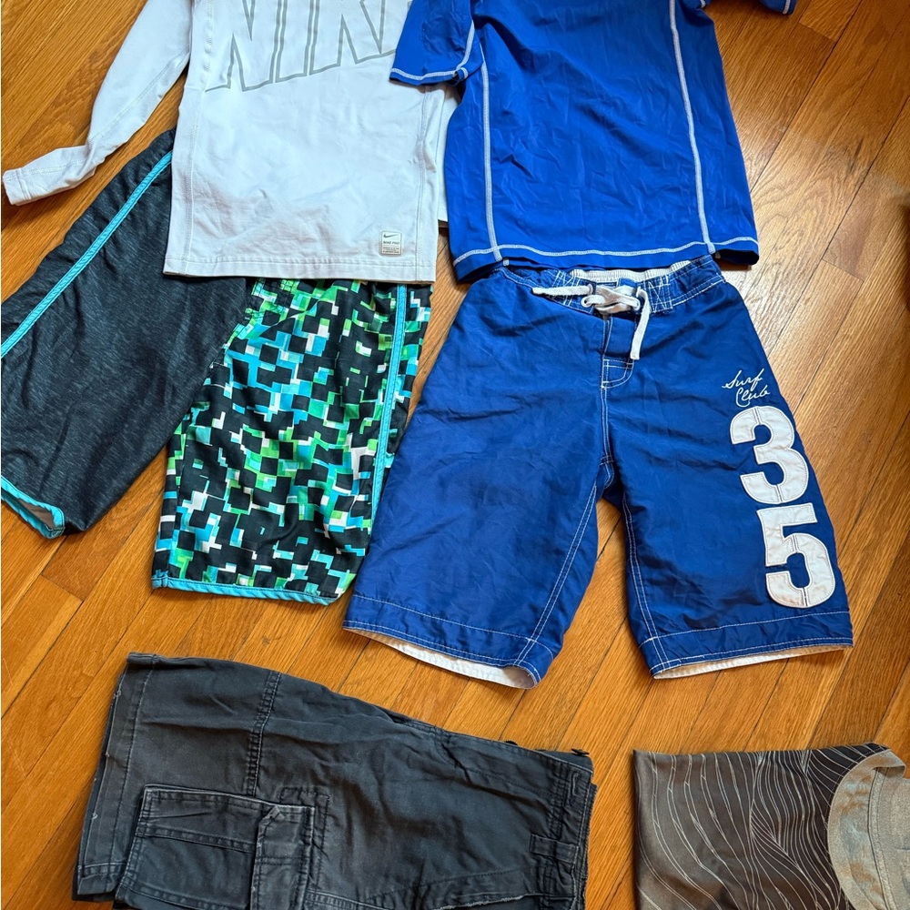 Boys' 12/14 Sport/Swim Clothing Bundle - Blue and Black, 6 items!